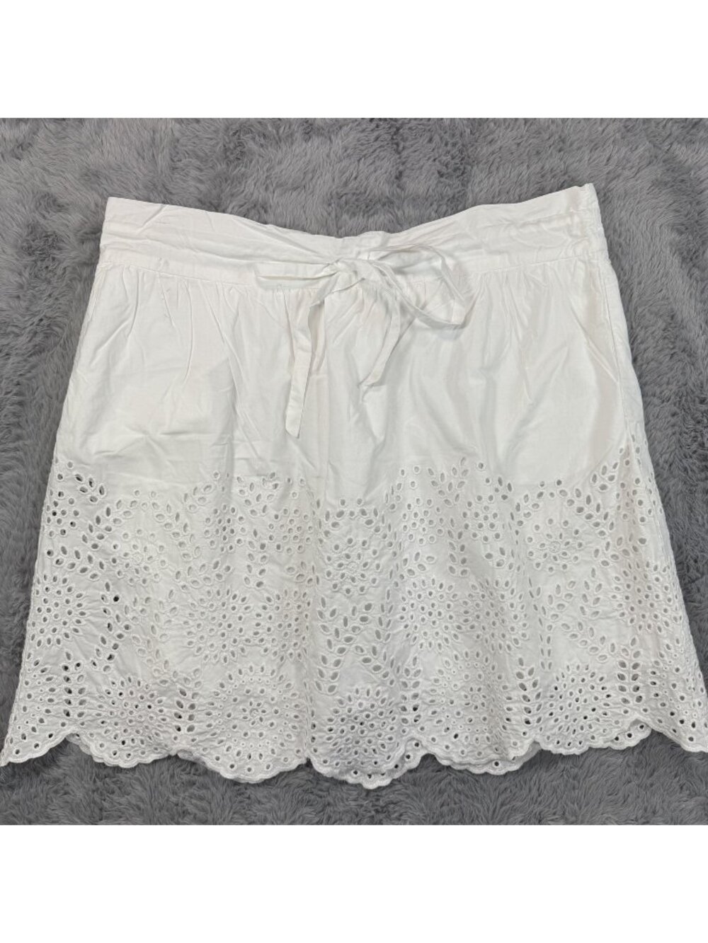 Johnny Was Womens Size L/XL White Eyelet Embroidered 100% Cotton Skirt Resort